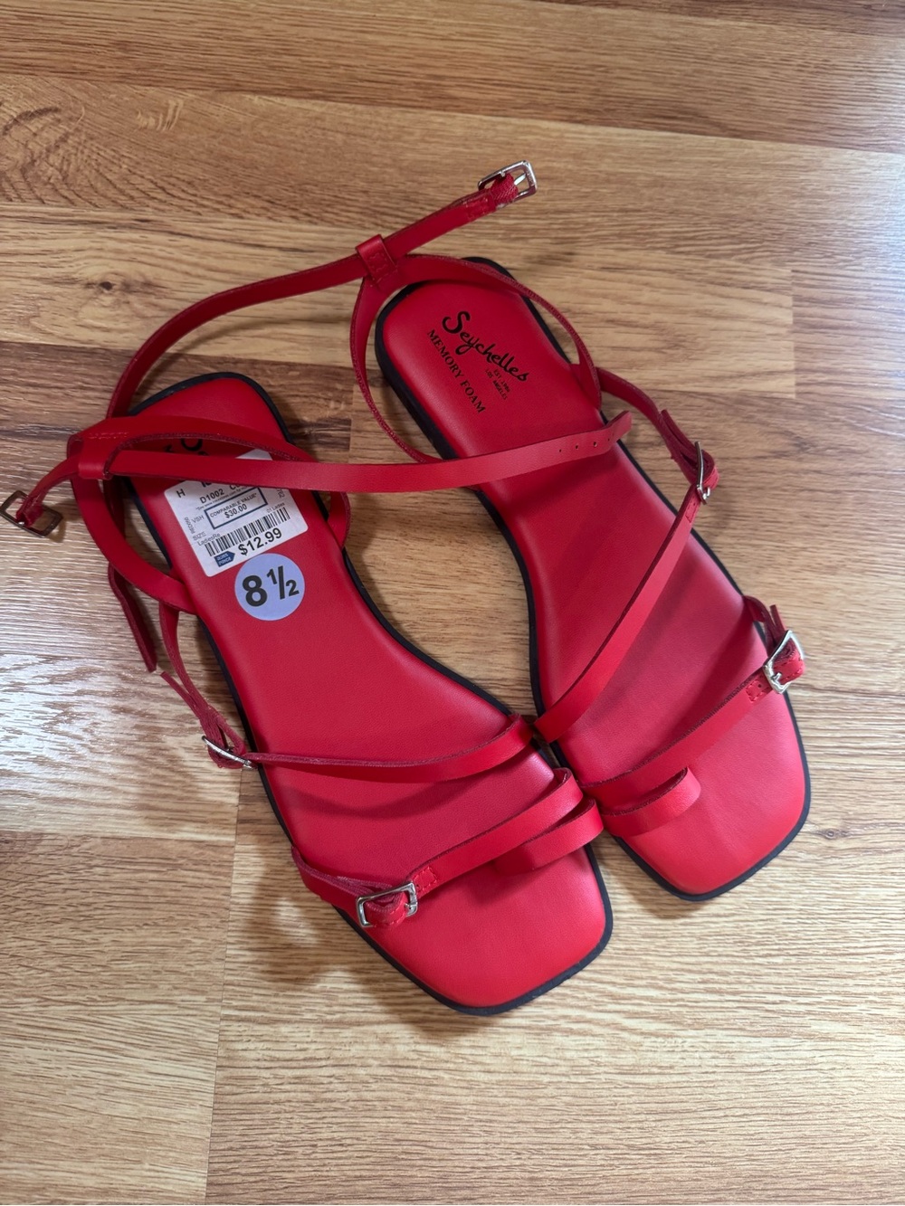 Seychelles Red Strappy Square-Toe Sandals